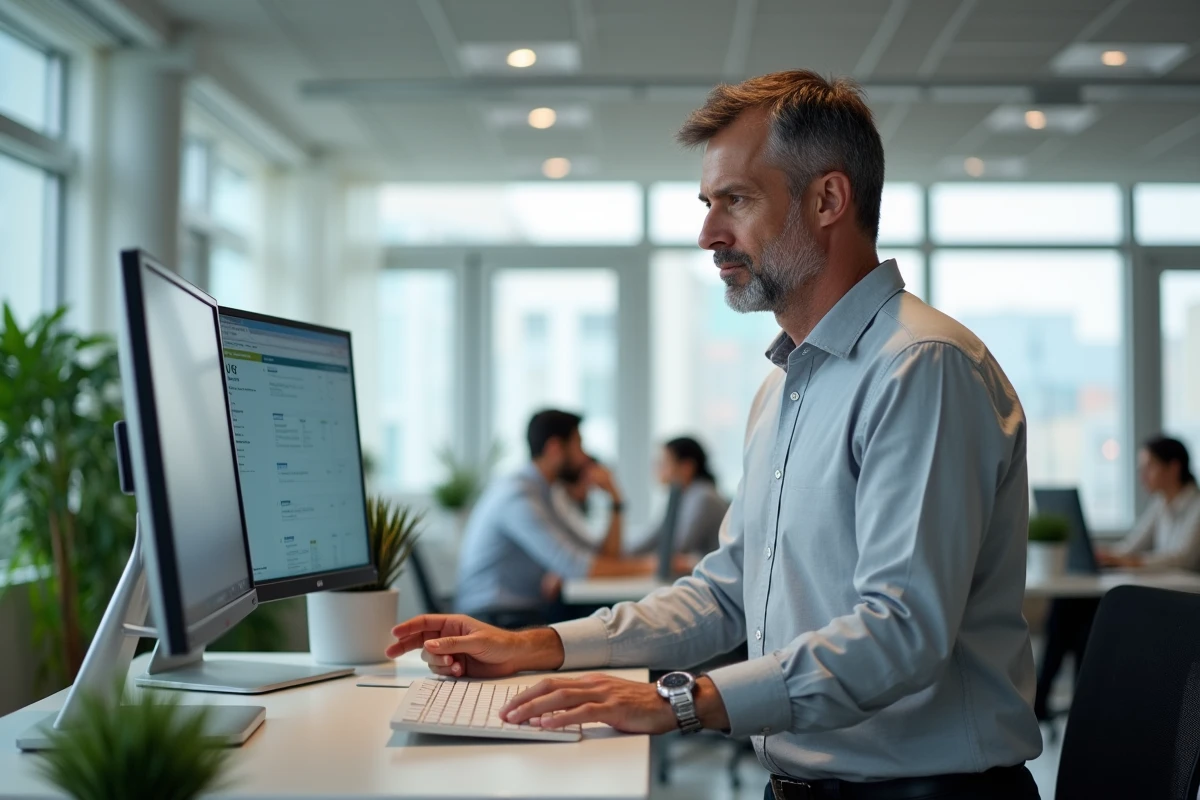 Administrateur universitaire comparant les interfaces ENT et intranet Sigma Clermont sur un écran de bureau