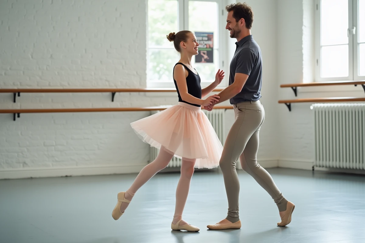 Jeune fille en ballet avec son instructeur à Lille