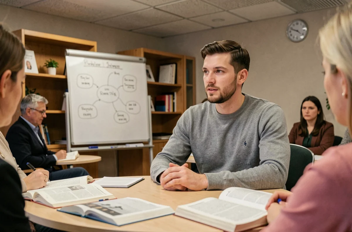 Stagiaire en formation médico-sociale au CFPSI Montpellier lors d'un séminaire en petit groupe