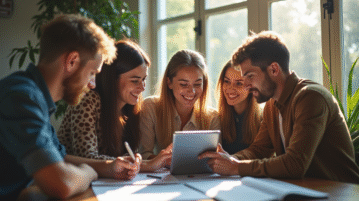 Espace de travail moderne avec jeunes professionnels brainstorming