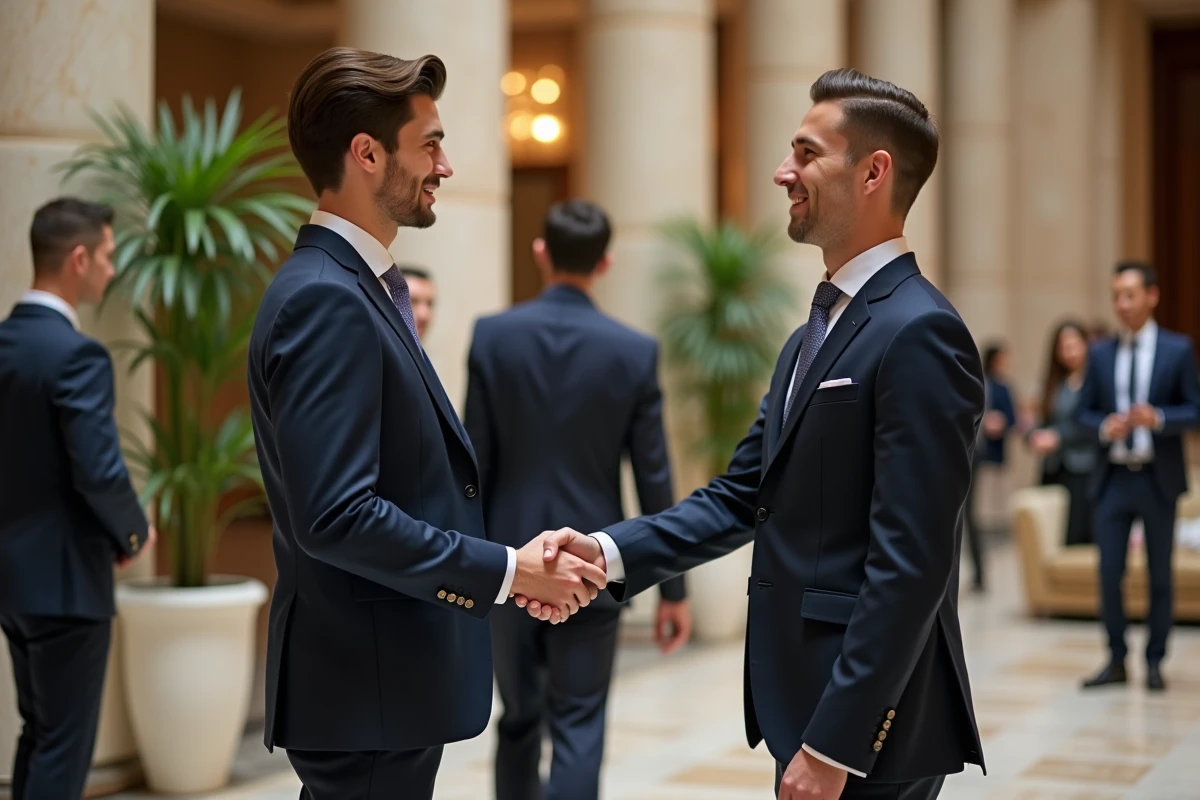 Étudiant de l'IFH en train de réseauter avec un professionnel de l'hôtellerie lors d'un événement de networking
