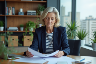 Femme d'affaires dans un bureau moderne en réunion