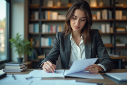 Femme professionnelle en réunion d'affaires sérieuse