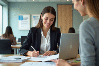 Femme au bureau emploi en tenue smartcasual