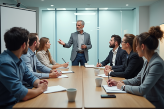 Groupe de professionnels en formation en réunion