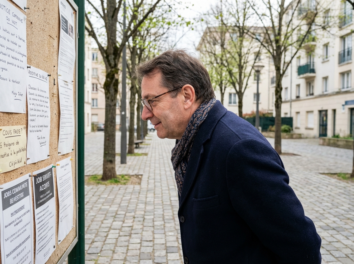 Homme regarde une affiche d