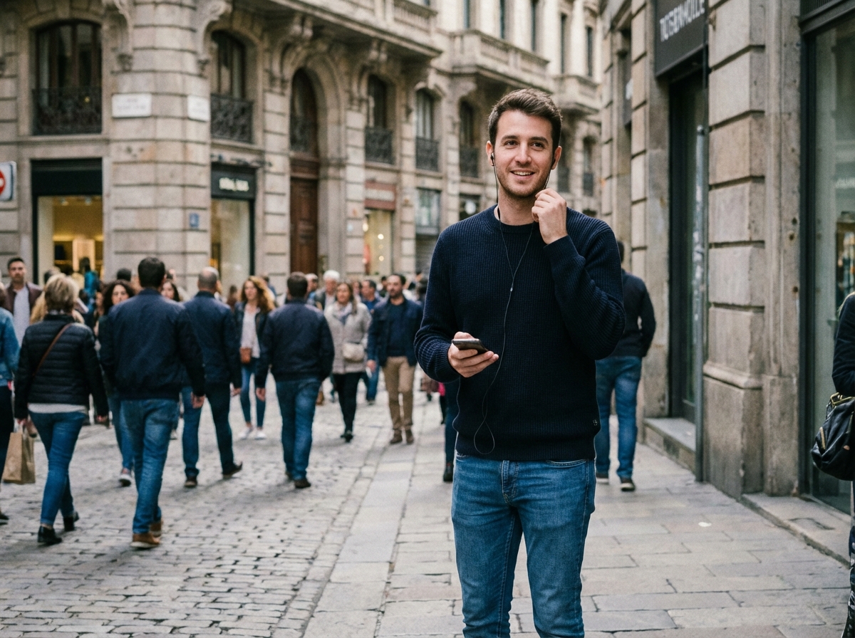 Homme décontracté écoutant un cours d