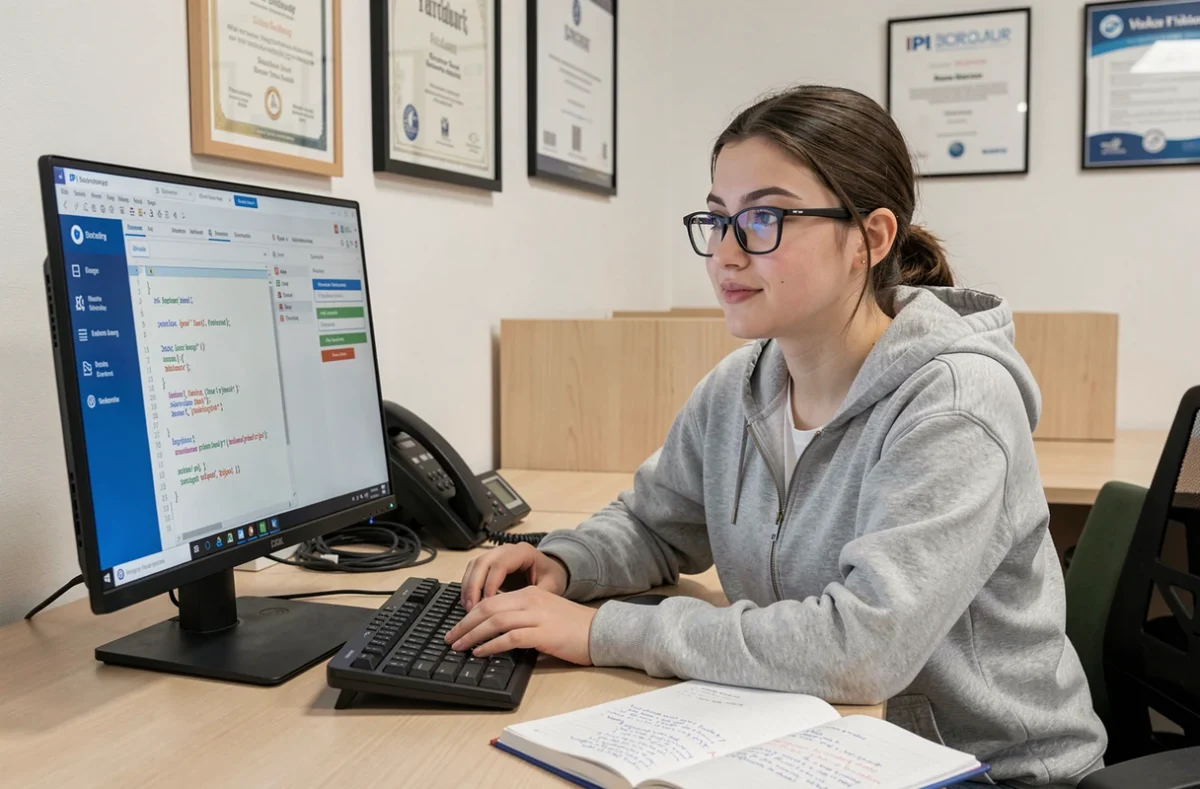 Étudiante en gestion de bases de données travaillant sur un éditeur SQL à l'IPI Bordeaux