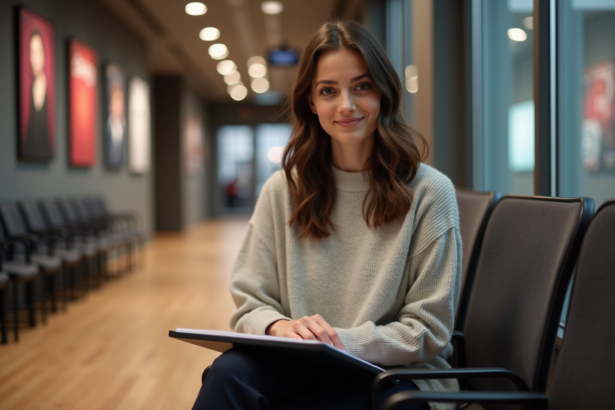 Jeune femme en attente lors d'une audition théâtre