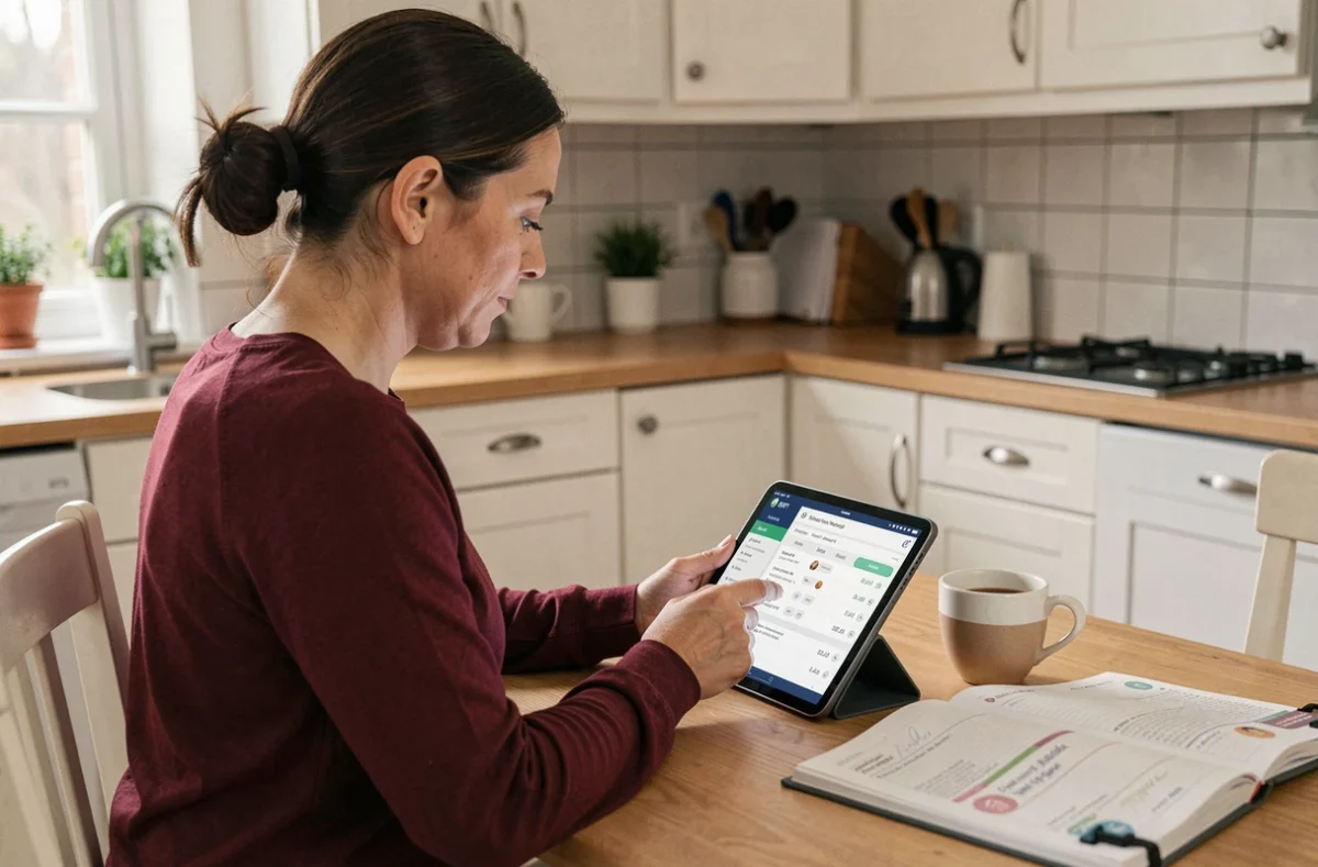 Parent consultant les notes de son enfant sur l'ENT du collège depuis une tablette à la maison