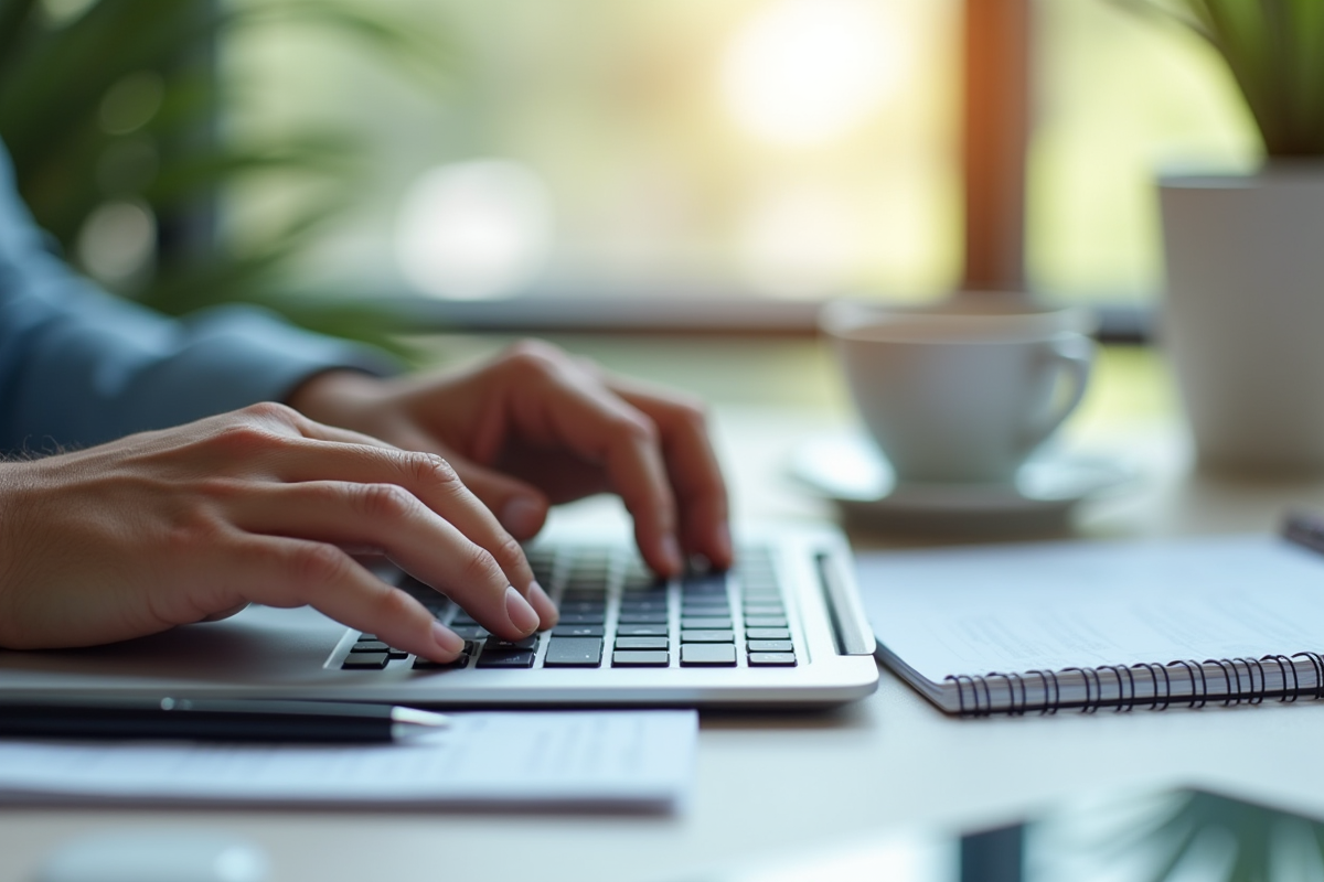 Mains tapant sur un clavier d